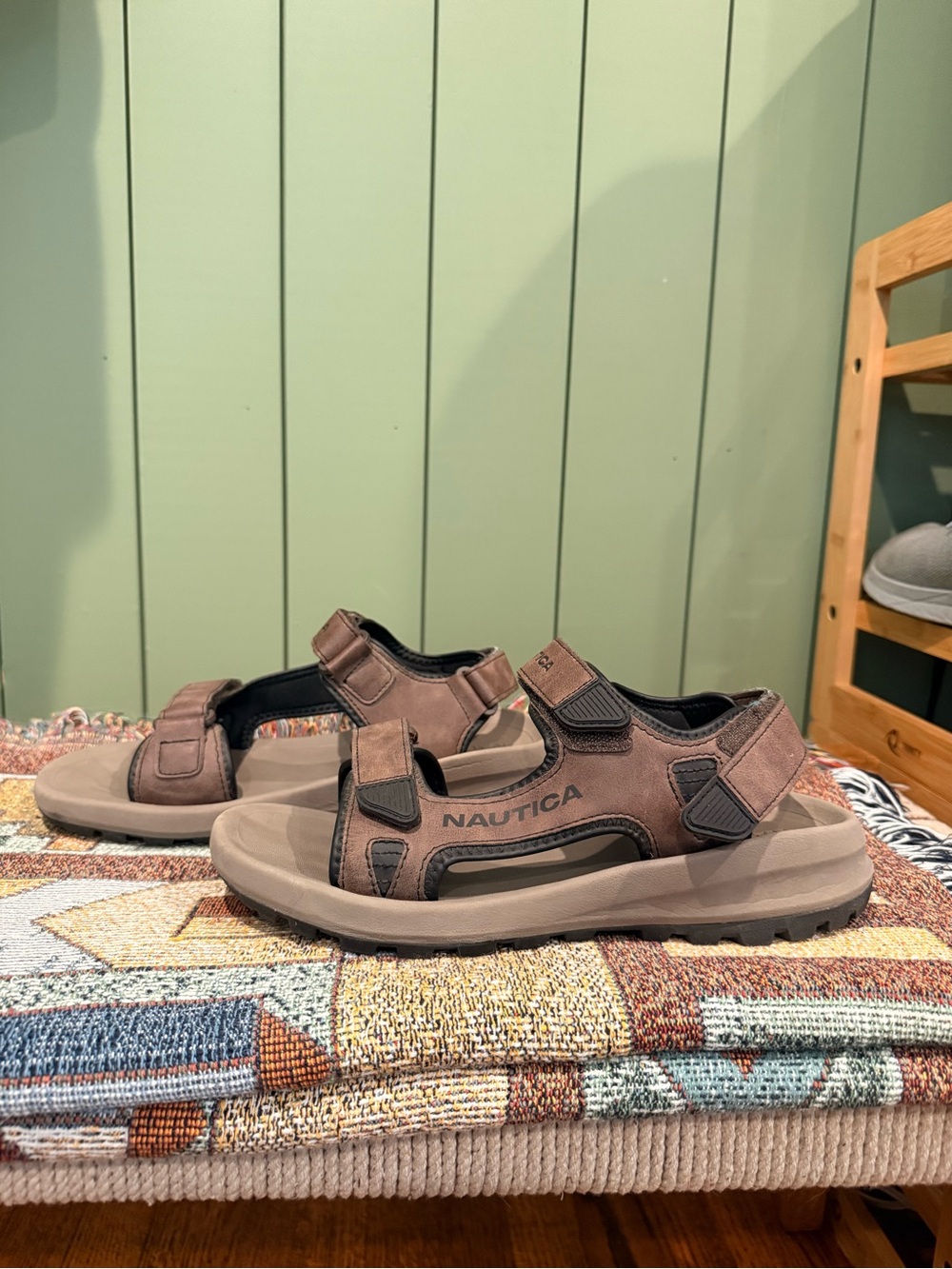 Nautica Taupe/Brown Adjustable Strap Sandals